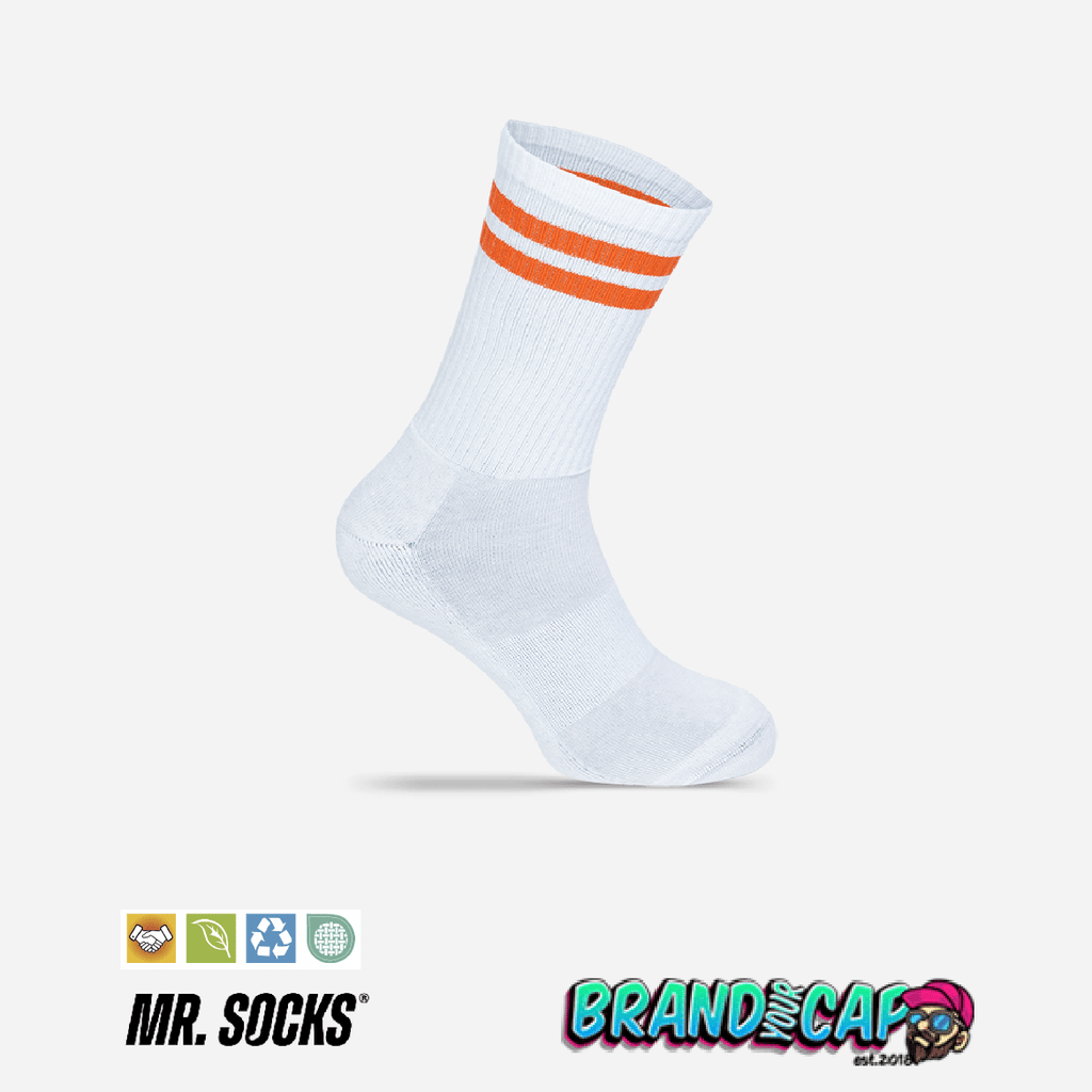 Tennis - Socken - weiß / orange - BrandYourCap.de