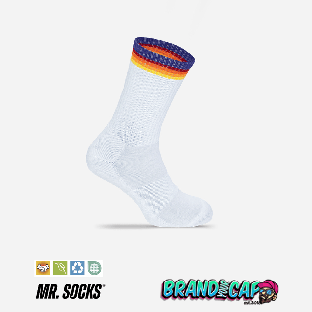Tennis - Socken - weiß / regenbogen - BrandYourCap.de