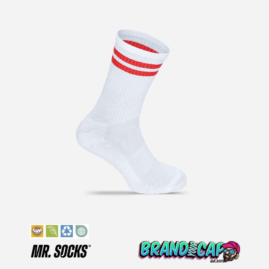 Tennis - Socken - weiß / rot - BrandYourCap.de