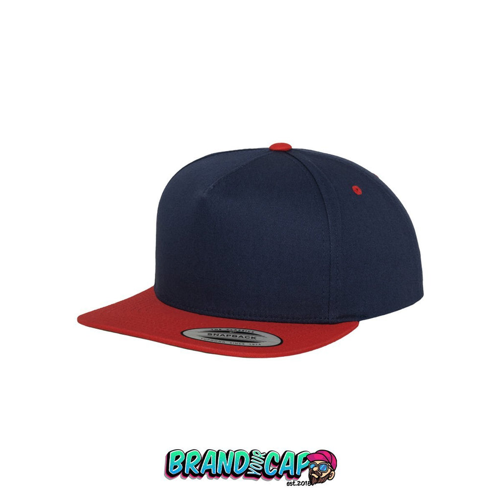 Classic 5 Panel Snapback 2-Tone - navy / rot - BrandyourCap.de