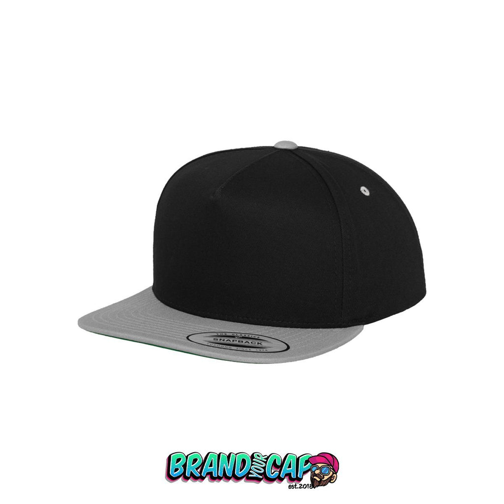 Classic 5 Panel Snapback 2-Tone - schwarz / silber - BrandyourCap.de