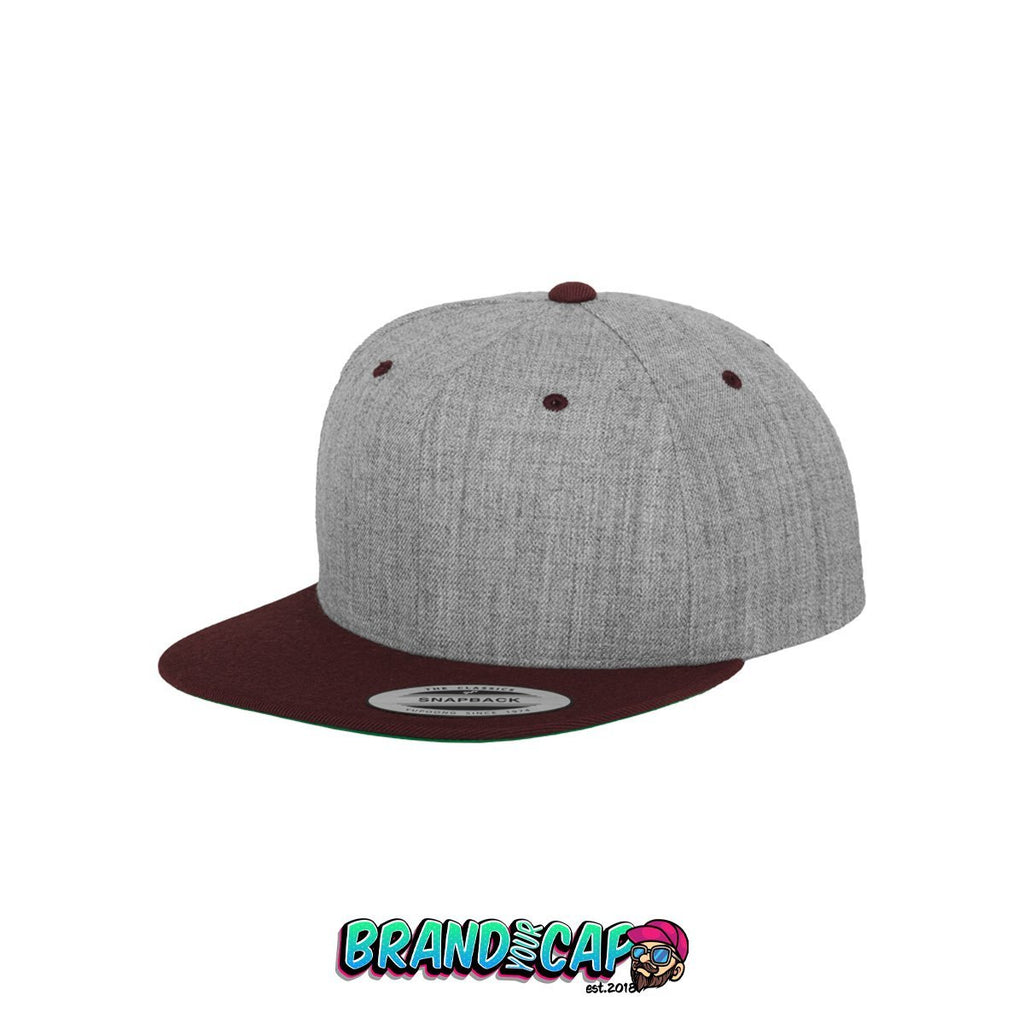 Classic 6 Panel Snapback 2-Tone - grau / maroon - BrandyourCap.de