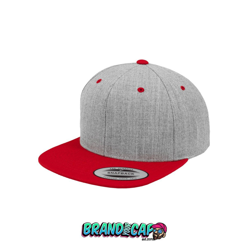 Classic 6 Panel Snapback 2-Tone - grau / rot - BrandyourCap.de