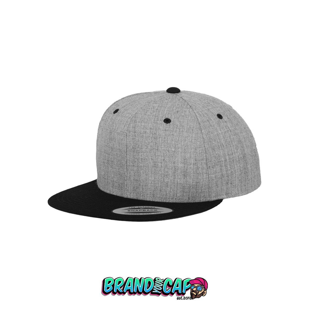 Classic 6 Panel Snapback 2-Tone - heather / schwarz - BrandyourCap.de