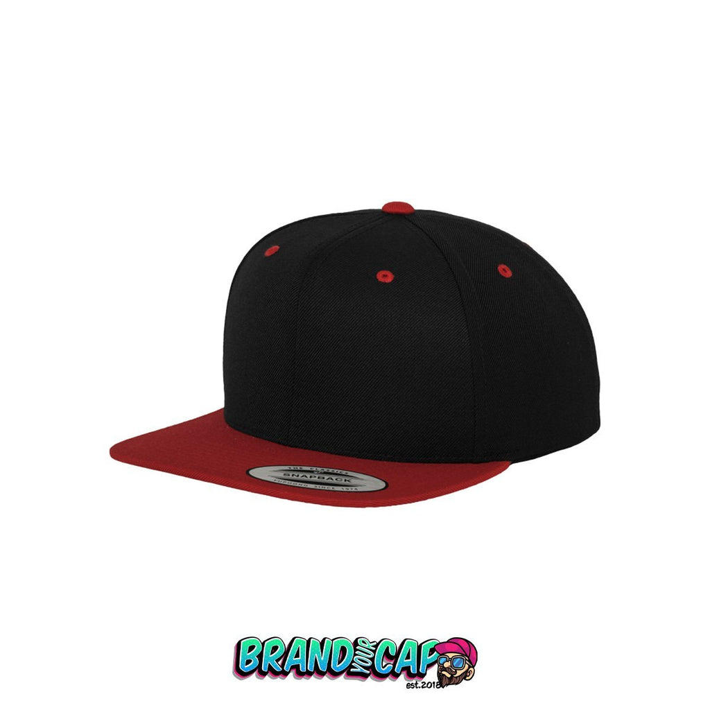 Classic 6 Panel Snapback 2-Tone - schwarz / rot - BrandyourCap.de