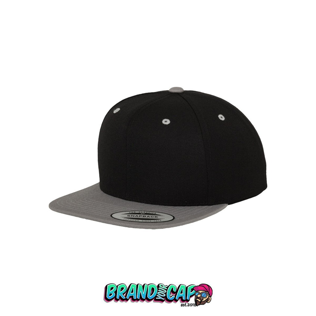 Classic 6 Panel Snapback 2-Tone - schwarz / silber - BrandyourCap.de