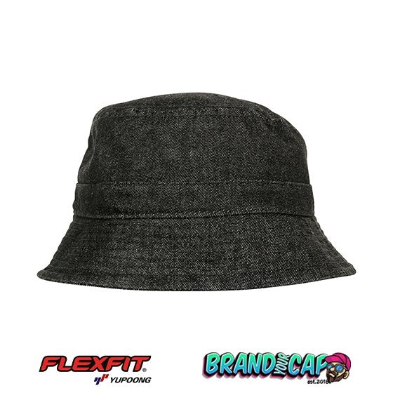 Flexfit Denim Bucket Hat - black/grey - BrandYourCap.de