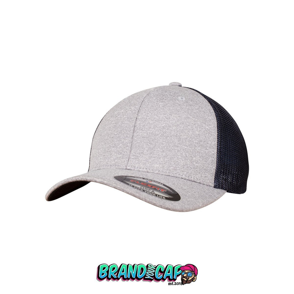 FlexFit Melange Mesh - heather/navy - BrandyourCap.de