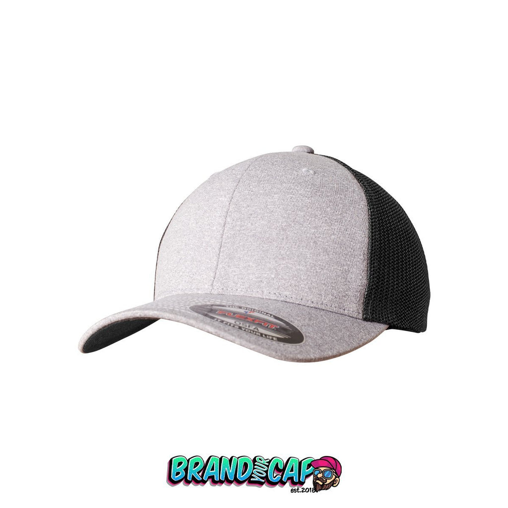 FlexFit Melange Mesh - heather/schwarz - BrandyourCap.de