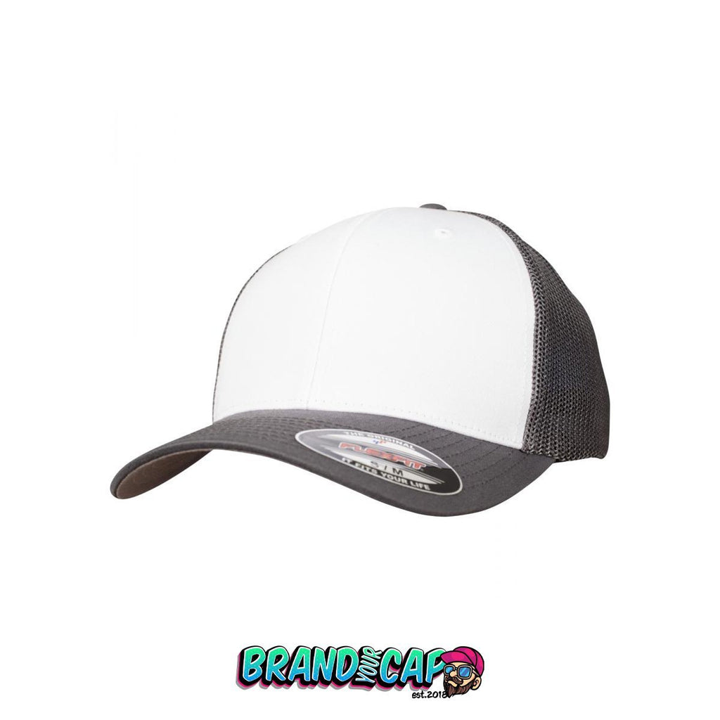 Flexfit Mesh Colored Front - grau/weiß/grau - BrandyourCap.de