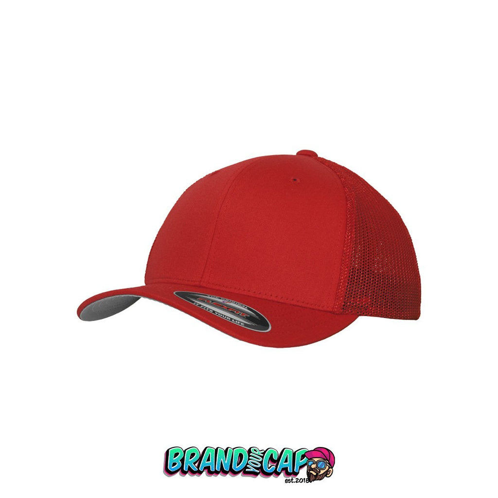Flexfit Mesh Trucker - rot - BrandyourCap.de