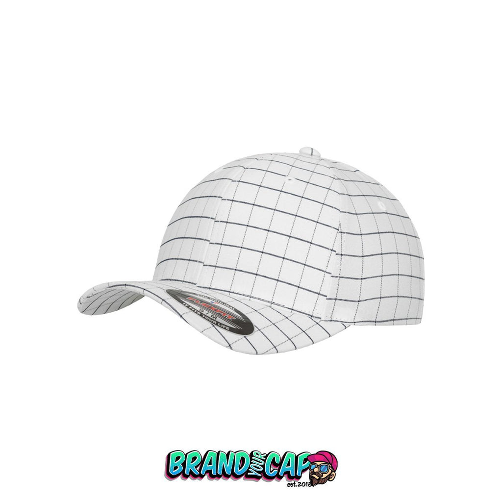 Flexfit Square Check Cap - weiss/navy - BrandyourCap.de