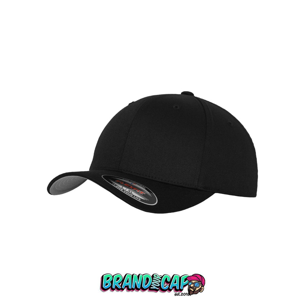 FlexFit Wooly Combed 6 Panel Cap - schwarz / schwarz - BrandyourCap.de