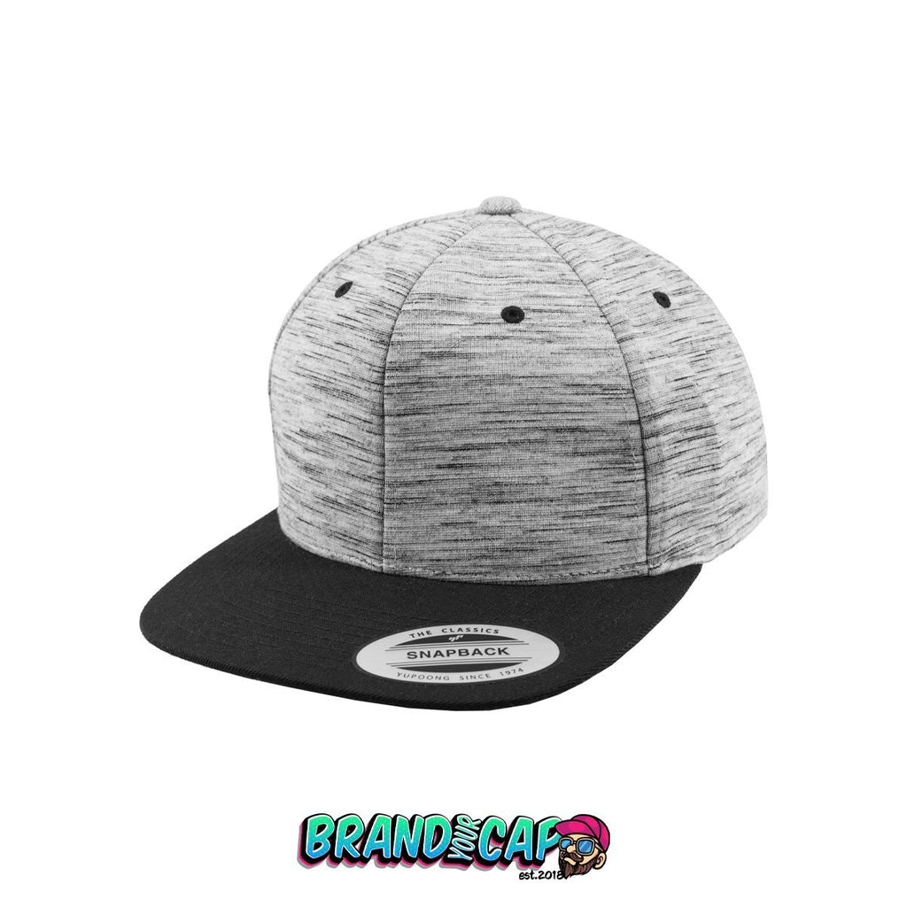 Stripes Melange Crown Snapback - schwarz/grau - BrandyourCap.de